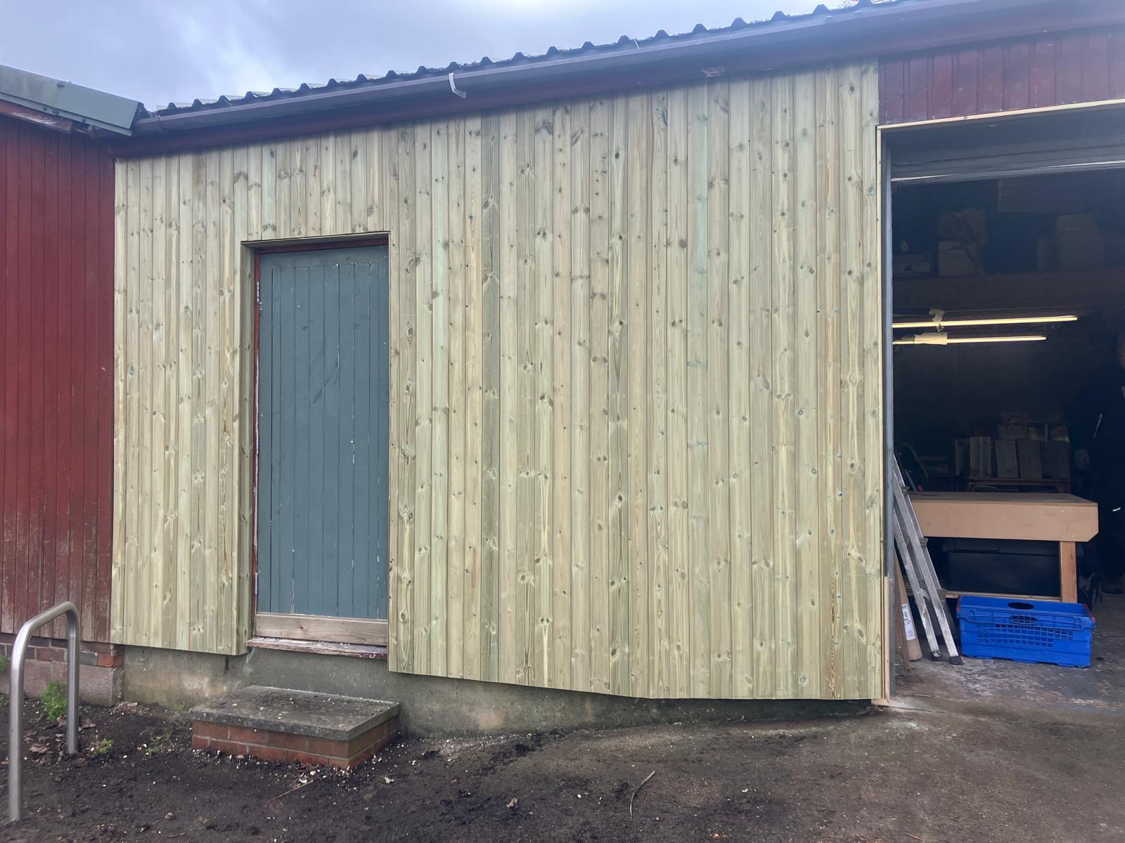 Timber cladding on outbuilding
