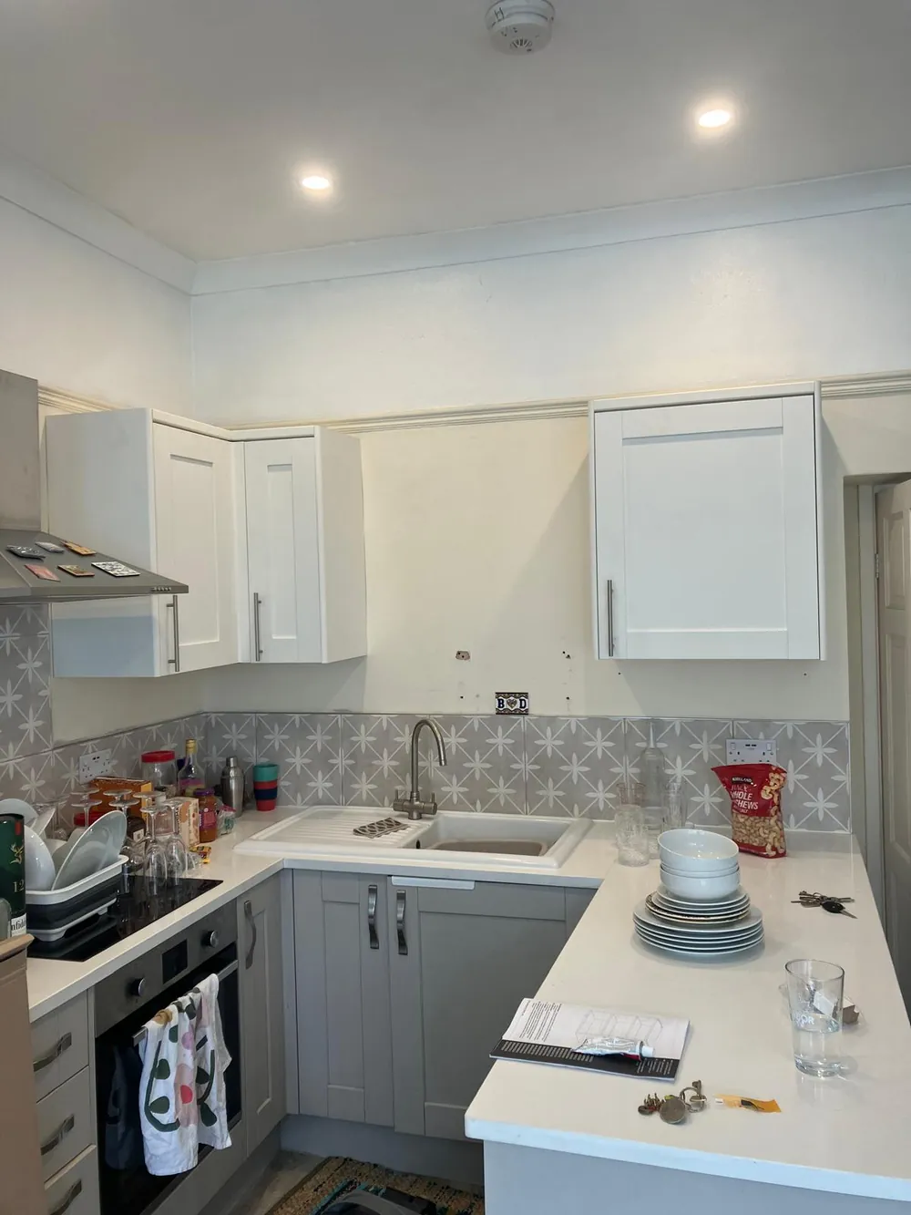 Kitchen units and wall cabinets fitted during a kitchen refit